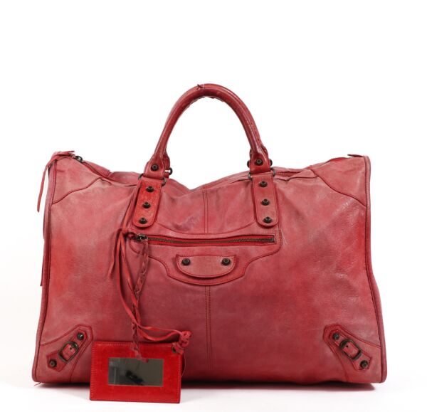 Balenciaga Rose Thulian Arena Leather Weekender Bag