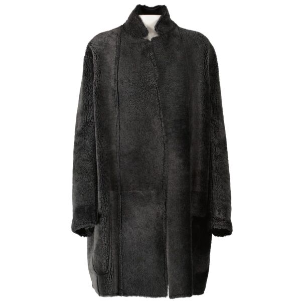 Celine Grey Shearling Reversible Coat - Size FR40