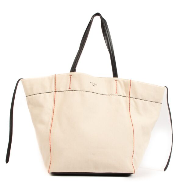 Celine Beige Canvas Phantom Cabas Tote Bag