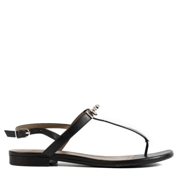 Hermès Black Olivia Flat Sandals