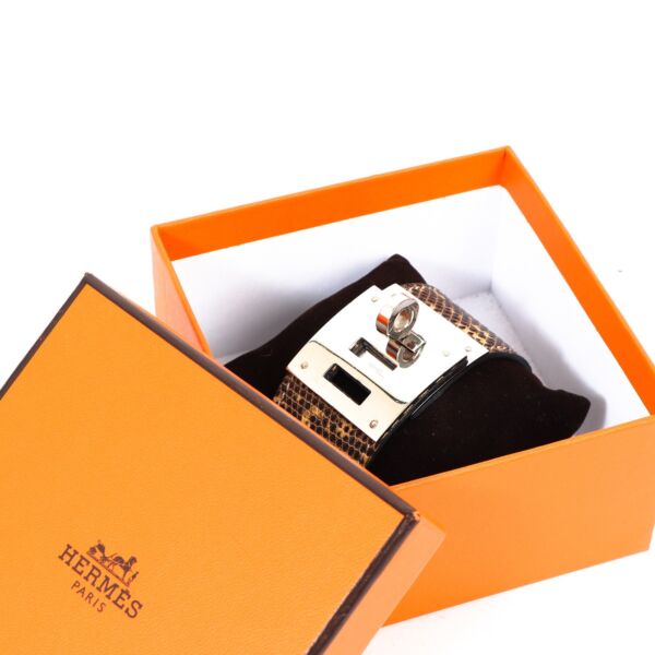 Hermès Ombre Lizard Natural Kelly Dog Bracelet - Size S