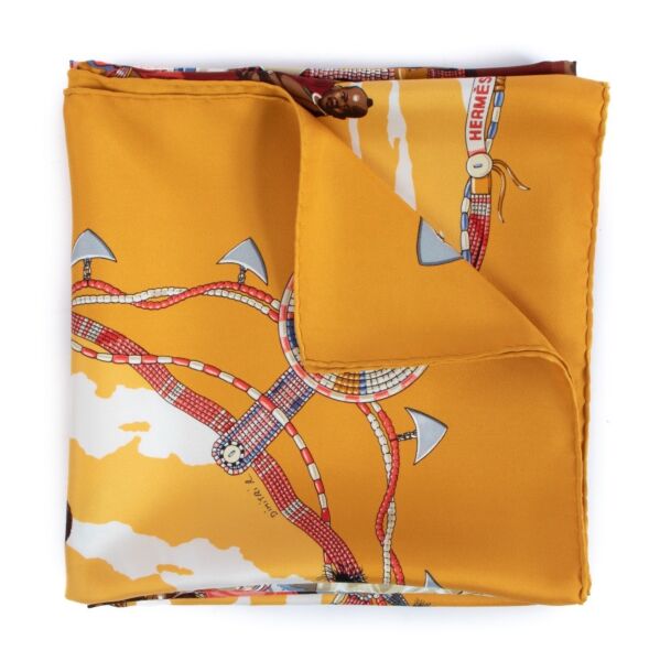 Hermès Orange Perles Du Kenya Silk Scarf