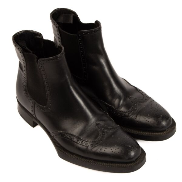 Prada Black Ankle Chelsea Boots - Size 37