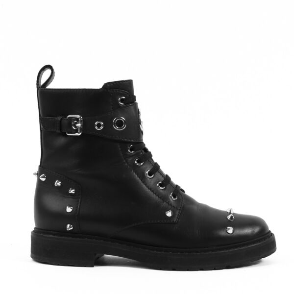 Fendi Black Studded Combat Boots Size - 37 1/2
