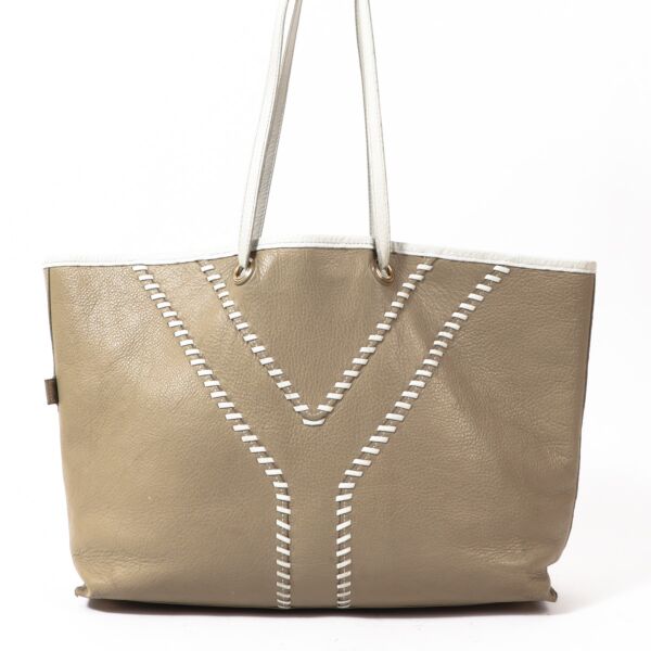 Yves Saint Laurent White/Beige Reversible Tote Bag