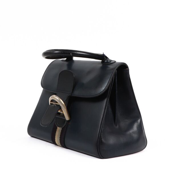 Delvaux 1960s Vintage Brillant PM Navy Blue Box Calf
