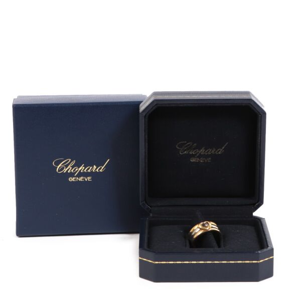 Chopard 18k White & Yellow Gold Heart Happy Diamond Ring - Size 54