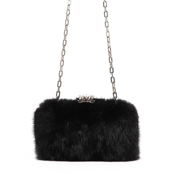 Buy an authentic second-hand Prada Black Fur Crossbody Bag in very good condition at Labellov in Antwerp.