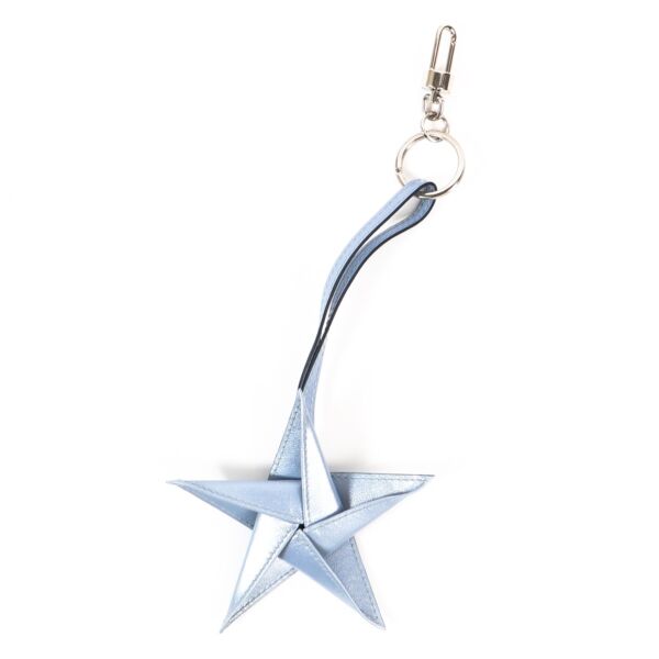 Delvaux Blue Leather Star Keychain