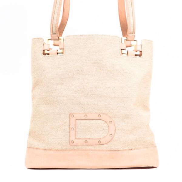 Delvaux Paul Nude Canvas Tote Bag