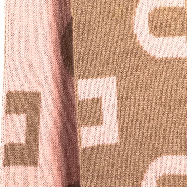 Delvaux Pink D Logo Fringe Knit Scarf