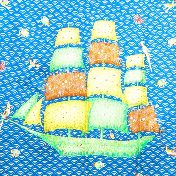 Hermès Bateau Fleuri Blue Silk Scarf