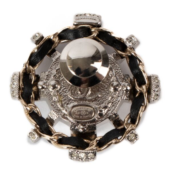 Chanel 21B Silver CC Crystal Brooch