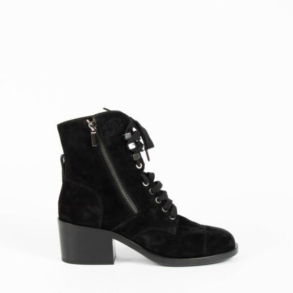 Chanel Black Suede Ankle Boots