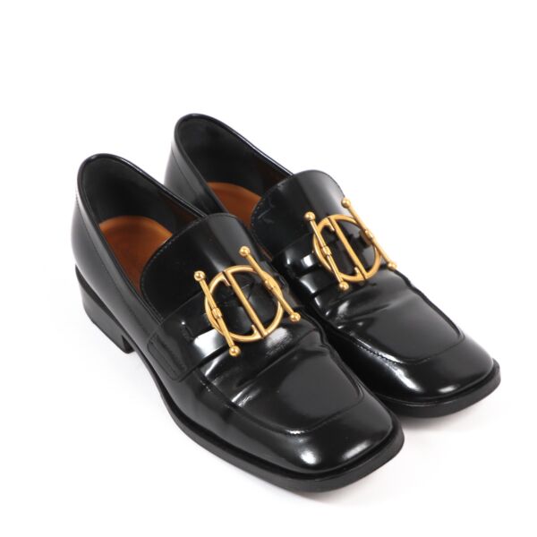 Christian Dior Black Glazed Calfskin Loafers - Size 37