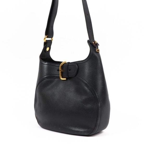 Delvaux Midnight Blue Grained Leather Souverain Shoulder Bag