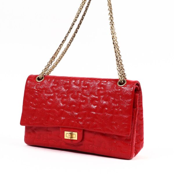 Chanel Red Puzzle Patent Leather Reissue Large 2.55 Bag