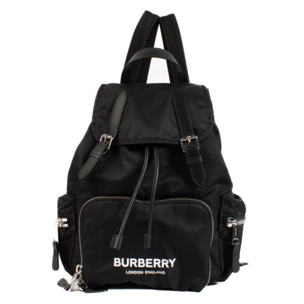 Shop safe online at Labellov in Antwerp, Brussels and Knokke this 100% authentic second hand Burberry Black Econyl Logo Rucksack Backpack