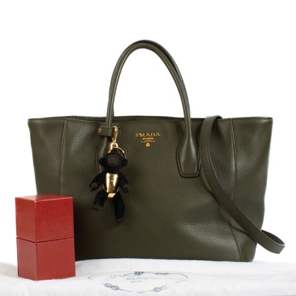 Prada Green Vitello Daino Leather Tote Bag