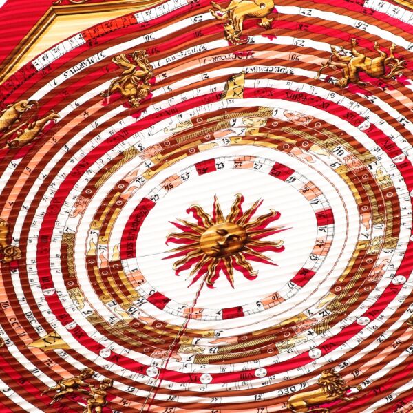 Hermès Red Dies Et Hore Plissé Scarf