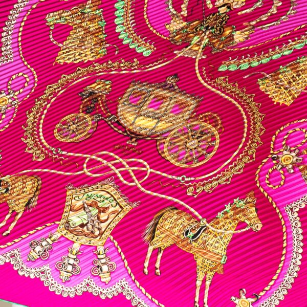 Hermès Fuchsia Paperoles Plissé Silk Scarf