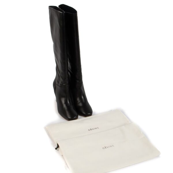 Celine Black Leather High Boots - Size 37 1/2