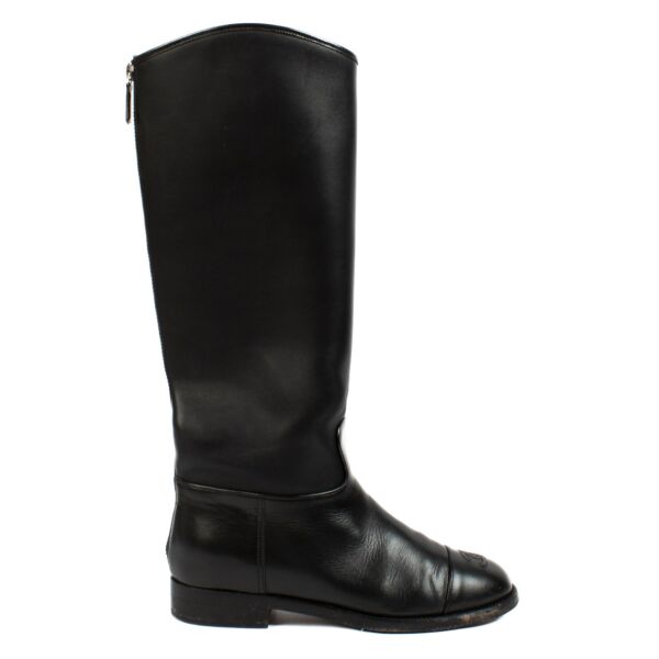 Shop 100% authentic secondhand Chanel Black CC Cap Toe High Boots - Size 38 on Labellov.com