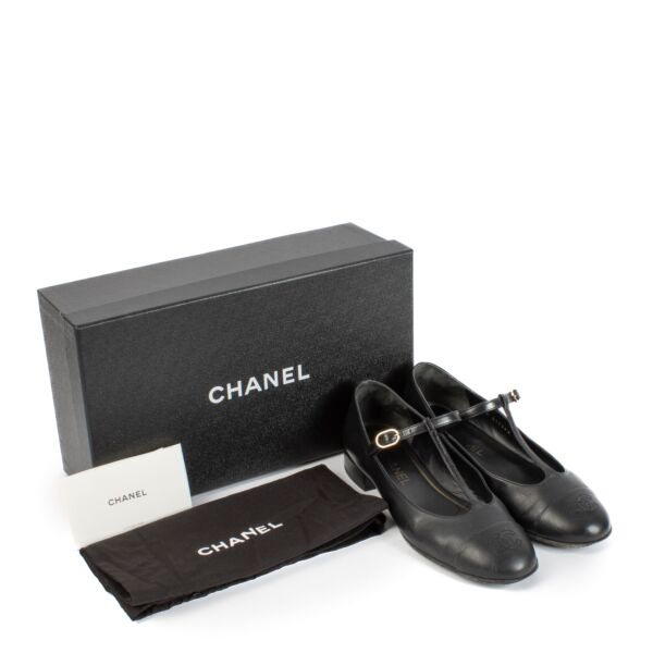 Chanel Black Mary Janes Flats - Size 38