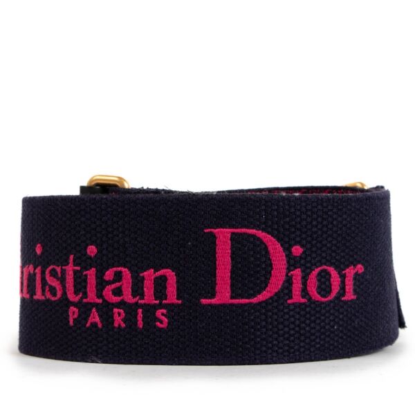 Christian Dior Pink And Blue Logo Embroidery Bag Strap
