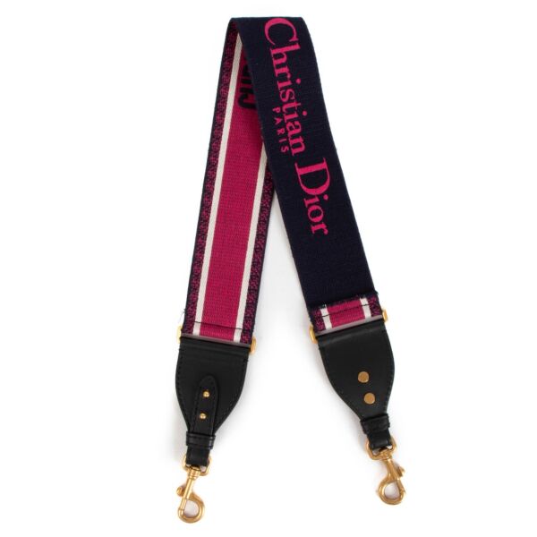 Christian Dior Pink And Blue Logo Embroidery Bag Strap