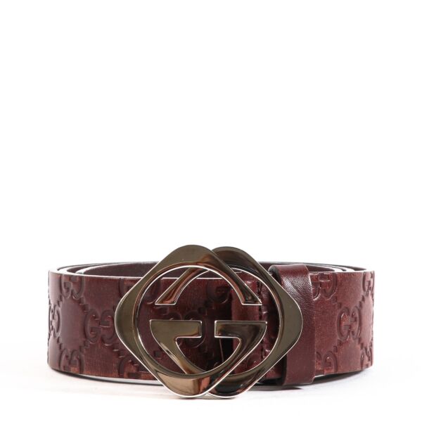 Gucci Brown Leather Signature GG Belt