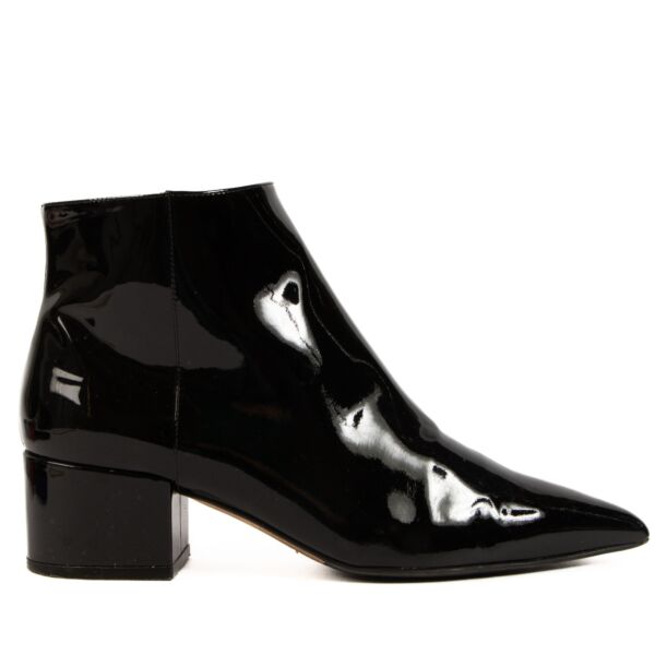 Sergio Rossi Black Patent Leather Ankle Boots - size 37.5
