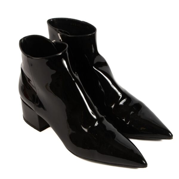 Sergio Rossi Black Patent Leather Ankle Boots - size 37.5