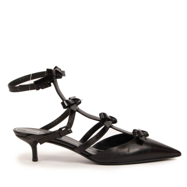 Valentino Garavani Black French Bows Kitten Heels