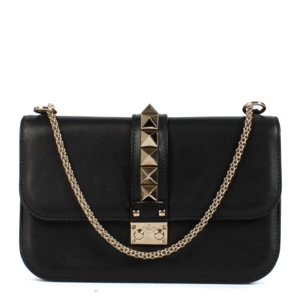 Valentino Garavani Black Medium Glam Lock Bag