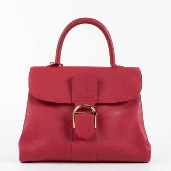 Delvaux Crispy Calf Brillant GM Fly red leather bag with gold-tone hardware at Labellov.com