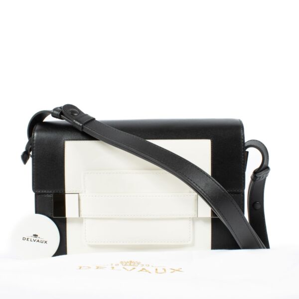 Delvaux Black/White Box Calf/Vernis Smoking Madame Bag