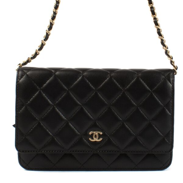 Chanel Black Lambskin Classic Wallet On Chain Flap Bag
