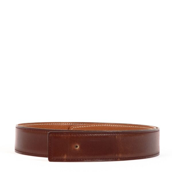 Hermès Brown Box/Gold Courchevel Belt Strap