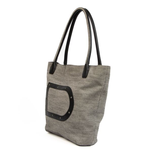 Delvaux Louise Cabas Grey Canvas Shopping Tote Bag