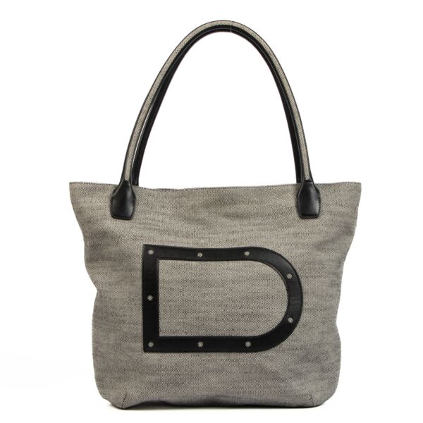Delvaux Louise Cabas Grey Canvas Shopping Tote Bag