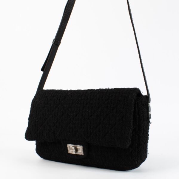 Chanel Reissue 2.55 Small Black Tweed Bag