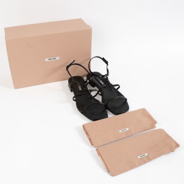 Miu Miu Black Logo Sandals - Size 39