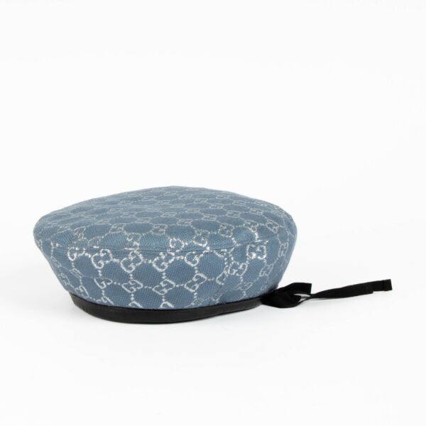 Shop this 100% authentic Gucci Blue GG Lamé Beret at Labellov.com