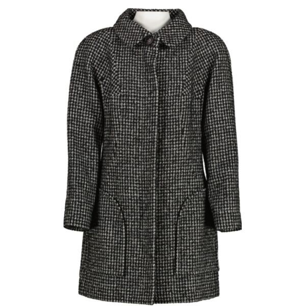 Chanel 2014 Black and White Tweed Long Coat
