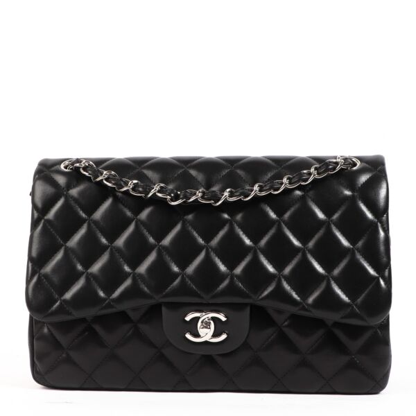 Chanel Black Lambskin Large Classic Flap Bag