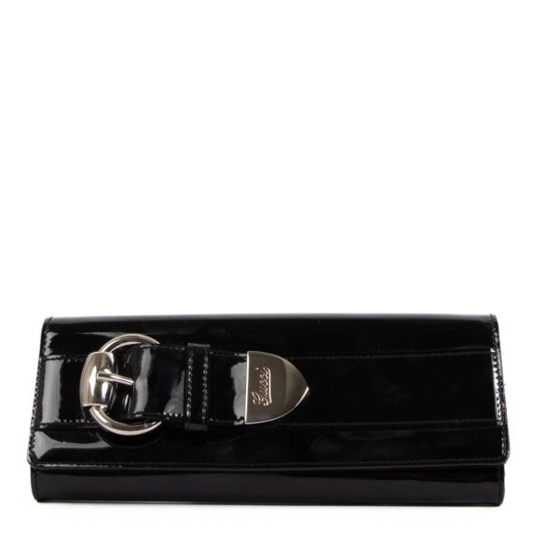 Shop an authentic second hand Gucci Black Patent Leather Romy Buckle Clutch on Labellov.com