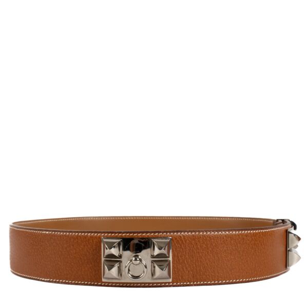 Hermès Gold Peau Porc Collier de Chien 40 Belt - Size 75