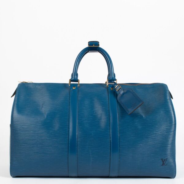 Louis Vuitton Toledo Blue Epi Leather Keepall 45
