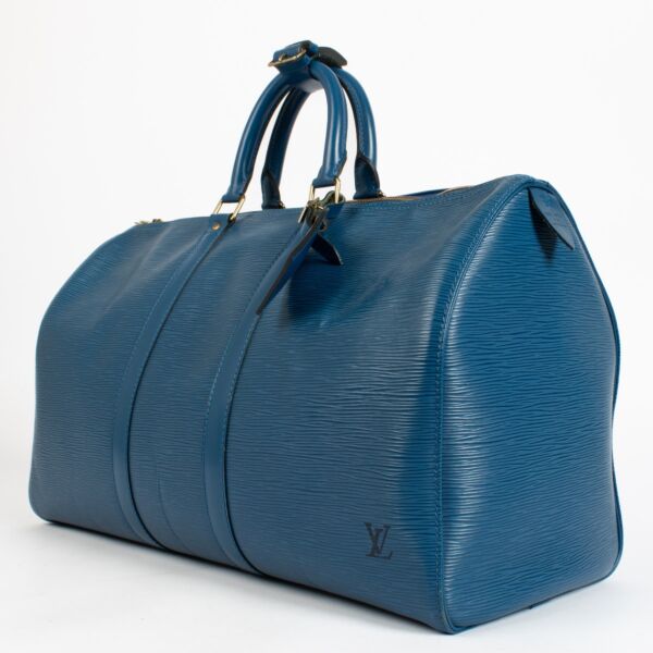 Louis Vuitton Toledo Blue Epi Leather Keepall 45